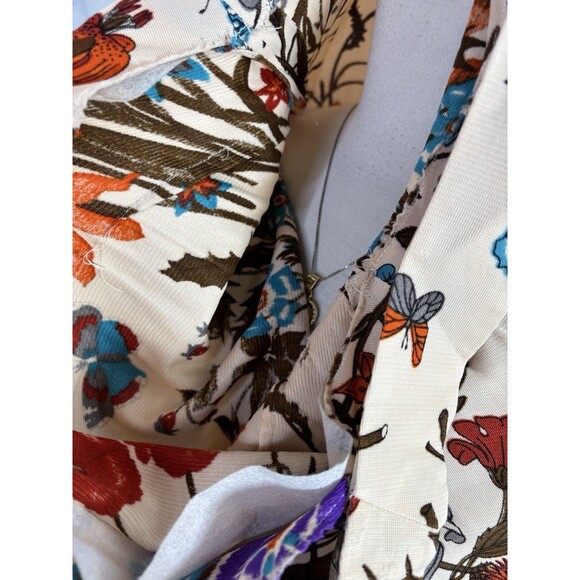 Vintage 60s Butterfly Shift Dress SZ M Red Floral Psychedelic Ruffled 1960s - Picture 10 of 16